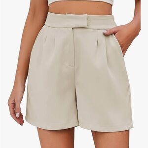 Amazon Cream High Waist Tailored Shorts